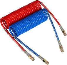 Air Coiled Hose - 1 Red 1 Blue, Coiled 15' with 12" Leads