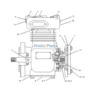 Compressor Cylinder Head Complete 1082522 for Caterpillar Engine 3304 3306 Wheel Loader CAT 518C 950F — 7