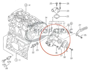 Water pump Yanmar F180 – F220… | Incl. Thermostat — 7