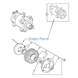 SD7H15 12V A/C Compressor 123/04998 for JCB Excavator 8080 Backhoe Loader 2CX 2CXL 2CXS 2CXSL 4C 4WD — 8