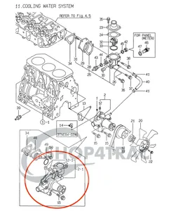 Water pump Yanmar 3TNV88 | 4TNV88 | 3TNE84 – 4TNE88 – Without pipes — 11