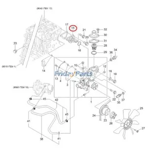 Water Pump Joint 129004-42040 for Hyundai Excavator R35Z-7 R35Z-7A R35Z-9 R35Z-9A — 4