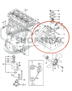 Water pump Yanmar F18 – F46… | John Deere 3120 – 4710… | Incl. Thermostat — 6