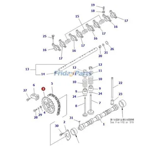 Camshaft Sprocket 13024-FY500 for Nissan K21 K25 Engine L02 CPL02 CP1F2 Komatsu FCG25-4 FG20C-14 FG28T-8 Forklift — 2
