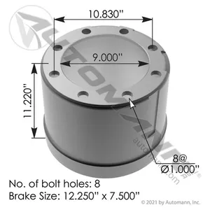Automann 151.27505 Brake Drum 12.250in X 7.500in
