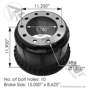 151.58601BA BRAKE DRUM / 61991F / 107866 / 3744 / 107866 / 15×8.25