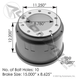 Brake Drum 15.000in X 8.625in