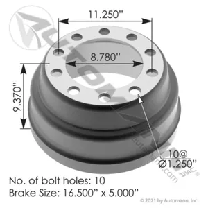 Automann 151.6503BA Brake Drum 16.500in X 5.000in