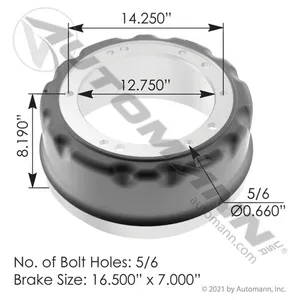 Automann 151.6709 Brake Drum 16.500in X 7.000in