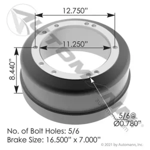 Automann 151.6722 Brake Drum 16.500in X 7.000in