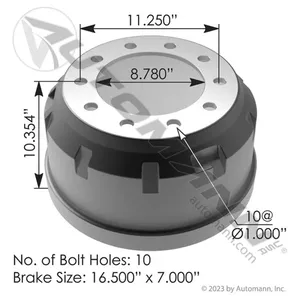 Automann 151.6738BA Brake Drum 16.500in X 7.000in