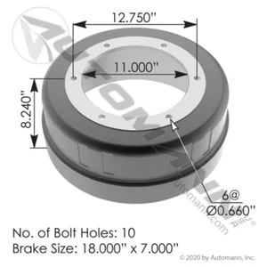 Automann 151.8703 Brake Drum 18.000in X 7.000in