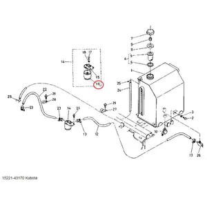 Fuel Filter 15221-43170 for Kubota Engine D1005 D905 Tractor L175 L225 L245 L2500F L2600F L3000F Excavator U25S U35S KX61 KX71
