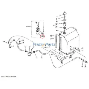 Fuel Filter 15221-43170 for Kubota Engine D1005 D905 Tractor L175 L225 L245 L2500F L2600F L3000F Excavator U25S U35S KX61 KX71 — 2