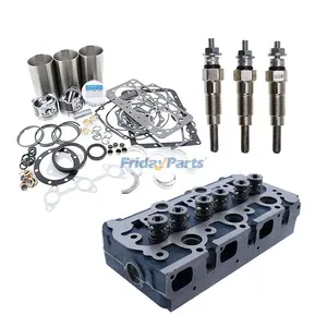Overhaul Rebuild Kit & Complete Cylinder Head With Valves and Springs & Glow Plugs for Kubota Engine D750 D750B D750-B
