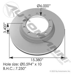 Automann 153.123557 Hydraulic Disc Rotor 15.000in