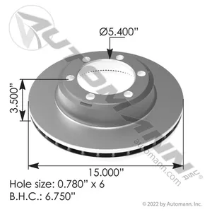 Automann 153.123572 Hydraulic Disc Rotor 15.000in