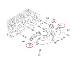 Exhaust Manifold 15465-12312 With Gasket 1A091-12350 1A091-12360 for Kubota Generator GV-3170(SW) Hyundai Old Skid Steer Loader HSL600 — 6