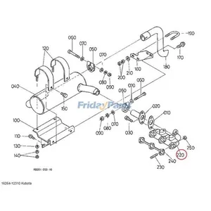 Exhaust Manifold 16244-12310 for Kubota Engine V1505 — 2