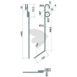 After harrow pin Thickness 7 mm