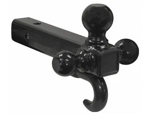 Tri-Ball Hitch Tubular Shank With Black Balls And Recovery Hook