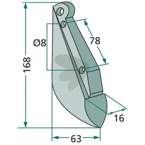 Seed harrow Kongskilde / Nordsten etc. 16X168mm hole 8mm