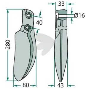 Tooth with hole for mounting