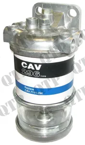 Single Fuel Filter Assembly with Deep Glass Bowl for Massey Ferguson and Ford New Holland Tractors