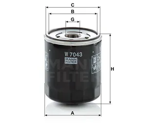 Ölfilter Original MANN-FILTER W7043 - Vergleichsnummer Ford 1890364, 2193141 — 2