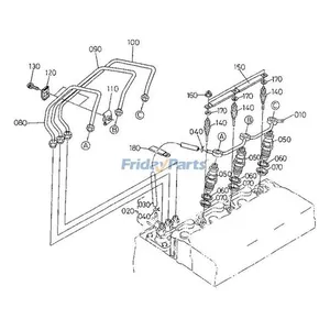 Injection Pipe 19077-53714 for Kubota Engine D1403 V2203 V2403 Excavator KX121-2 KX161-2 KX91-3 U35 U45S — 6