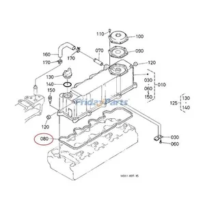 Cylinder Head Cover Gasket 1C010-14520 for Kubota Engine V3600 V3800 Tractor M6800DT M6800SDT M8200DT — 5
