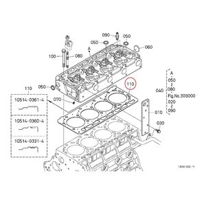 Cylinder Head Gasket 1G514-03314 for Kubota Engine V3800 V3800DI Tractor M8540F M9540F — 3