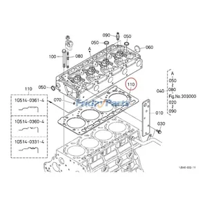 Cylinder Head Gasket 1G514-03314 for Kubota Engine V3800 V3800DI Tractor M8540F M9540F — 5