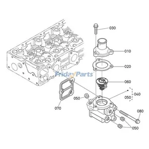 Thermostat 1G772-73010 for Kubota Engine V2607 V3307 Tractor M5040DTC M6040DT M7040DT Excavator KX057-4 U55 — 2