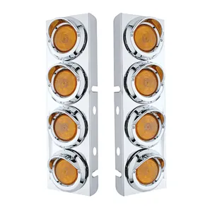STAINLESS FRONT AIR CLEANER BRACKET WITH 8X 2" FLAT LIGHTS & VISORS…
