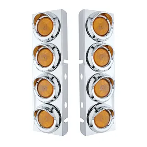 STAINLESS FRONT AIR CLEANER BRACKET WITH 8X 2" FLAT LIGHTS & VISORS… — 2