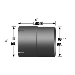 3" I.D./O.D. Coupler for Exhaust Pipe 6" Length