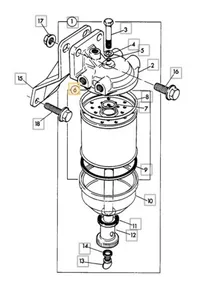 Diesel filter / Filtre à gazole, séparateur eau/gasoil JCB, moteur Perkins — 5