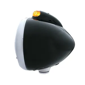 Black Guide 682-C Headlight H6024 & Dual Mode LED Signal - Amber Lens — 3