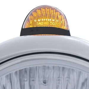 Black Guide 682-C Headlight H6024 & Dual Mode LED Signal - Amber Lens — 2