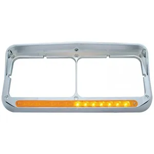 Rectangular Dual Headlight Bezel With Visor And LED Sequential Light Bar…