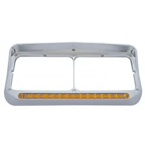 Rectangular Dual Headlight Bezel With Visor And LED Sequential Light Bar… — 2
