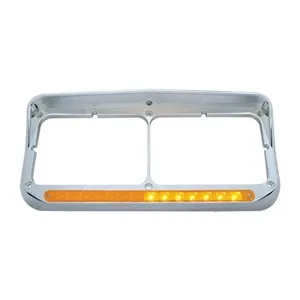 Rectangular Dual Headlight Bezel With Visor And LED Sequential Light Bar… — 3