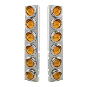 SS FRONT AIR CLEANER BRACKET WITH 12X 9 LED 2" BEEHIVE LIGHTS & VISORS…