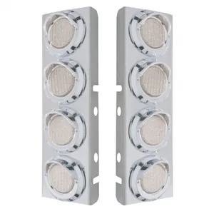 SS FRONT AIR CLEANER BRACKET WITH 8X 9 LED 2" LIGHTS & VISORS…