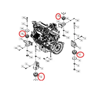 1 Set Engine Mounting Rubber Cushion 4633972 4655723 for Isuzu Engine 6WG1 John Deere Excavator 670GLC 870GLC — 2