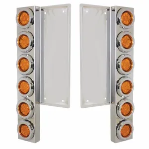 FL SS Front Air Cleaner Bracket With 12X 9 LED 2" Reflector Lights & Bezels…