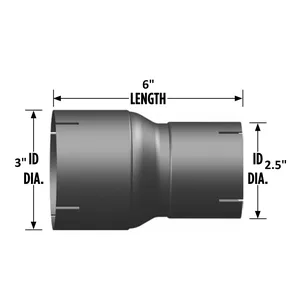 3"-2.5" I.D. Reducing Exhaust Pipe reducing 6" Length
