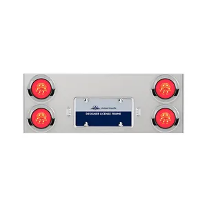33-3/4" Stainless Rear Center Panel With Four 21 LED 4" GloLight & Visors…