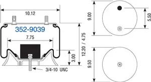 Dayton Parts 352-9039 Air Spring - Rolling Lobe